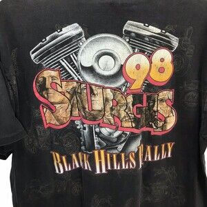 98 Sturgis Black Hills Rally Single Stitch T-Shirt Sz XL 2sided BikerRiderHarley